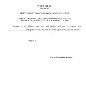 Affidavit Certification Form