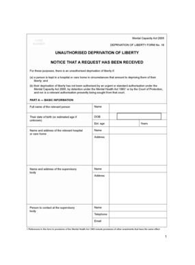 Deprivation of Liberty Form 16