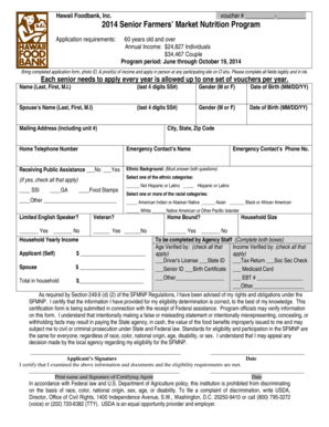 2014 Senior Farmers’ Market Nutrition Program Application