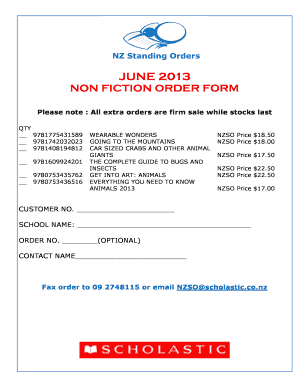 Non Fiction Order Form