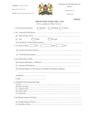 Kenya Visa Application Form 22
