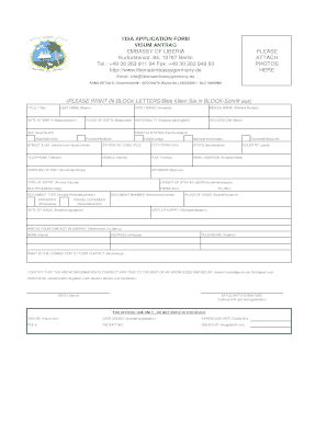 Liberia Visa Application Form
