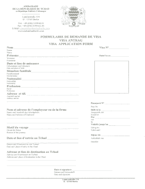 Formulaire de demande de visa