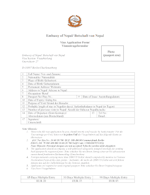 Nepal Visa Application Form