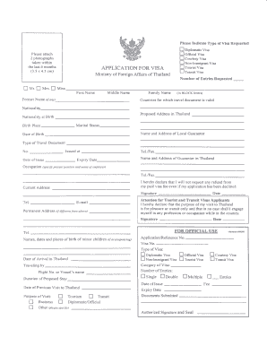 Thailand Visa Application Form