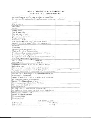 Mauritius Visa Application Form