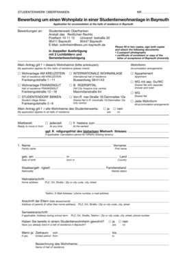 Studentenwerk Oberfranken Accommodation Application