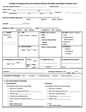 FoodNet Parasitic Case Report Form