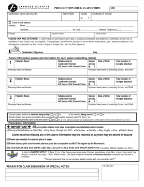 Prescription Drug Claim Form