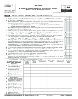 Schedule H Form 990 for Hospitals