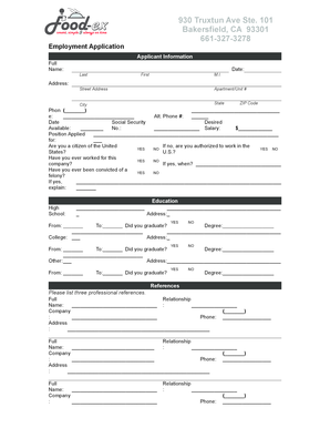 Employment Application Form