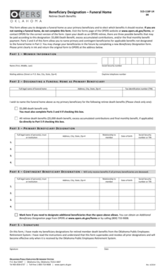 Beneficiary Designation Form for Funeral Home