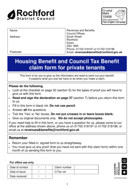 Housing Benefit and Council Tax Benefit Claim Form