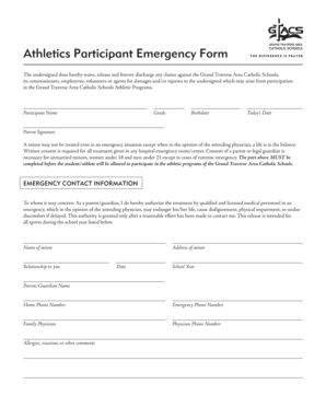 Athletics Participant Emergency Waiver