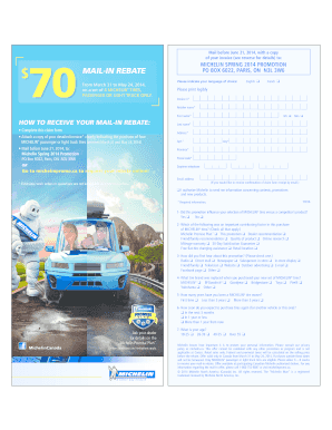 Michelin Spring 2014 Promotion Rebate Form