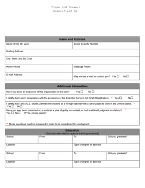Employment Application Form