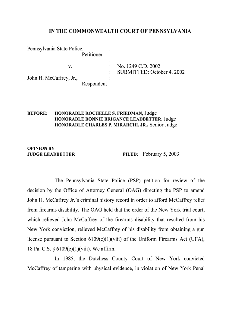 Fillable Online Pennsylvania State Police, Fax Email Print - pdfFiller