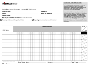 Child Reimbursement Request Form