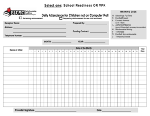 VPK Daily Attendance Form