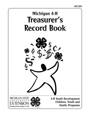 Michigan 4-H Treasurer’s Record Book