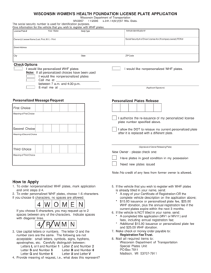 Wisconsin Women's Health Foundation License Plate Application