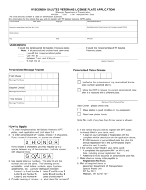 Wisconsin Salutes Veterans License Plate Application