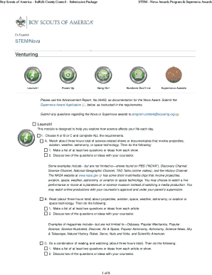 Boy Scouts STEM Nova Award Submission Package