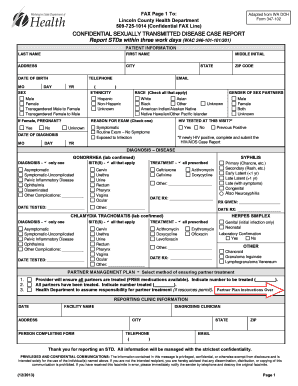 Washington State STD Case Report Form