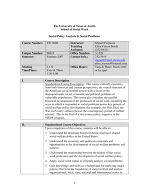 Social Policy Analysis & Social Problems - utexas