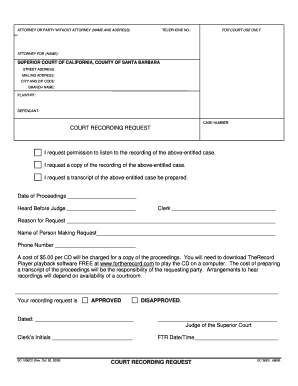 California Court Recording Request