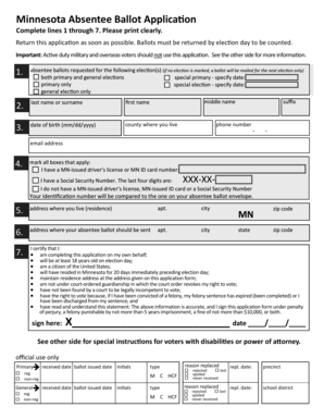 Minnesota Absentee Ballot Application