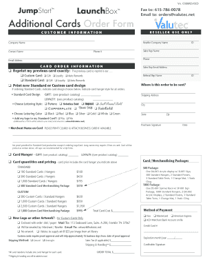 Valutec Card Order Form
