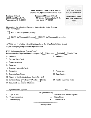 Nepal Visa Application Form