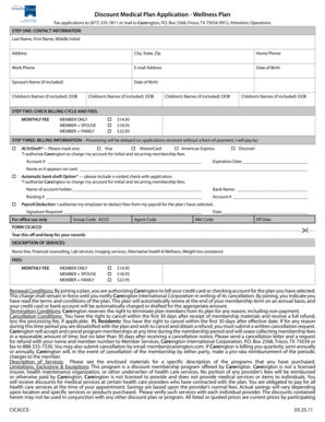 Discount Medical Plan Application