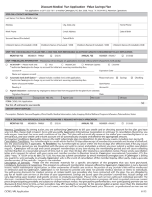 Discount Medical Plan Application