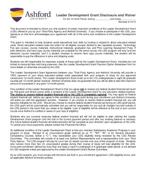 Leader Development Grant Disclosure and Waiver