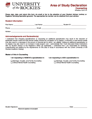 Area of Study Declaration Form