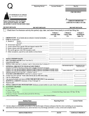 Quarterly Sales Tax Return Form