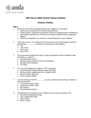 CME Test for AMDA Clinical Practice Guideline Diabetes Mellitus