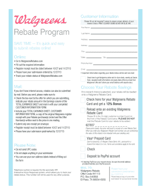 Walgreens Rebate Program Form