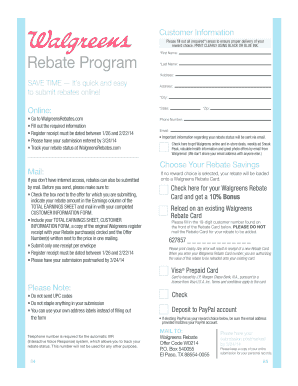 Walgreens Rebate Form