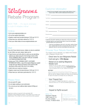 Walgreens Rebate Program Form