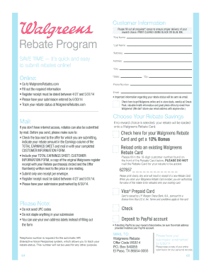 Walgreens Rebate Form