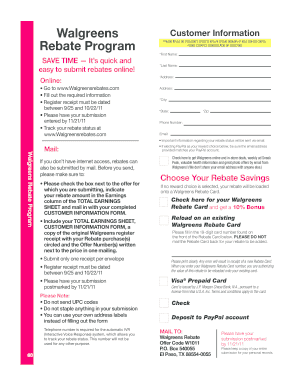 Walgreens Customer Information Form