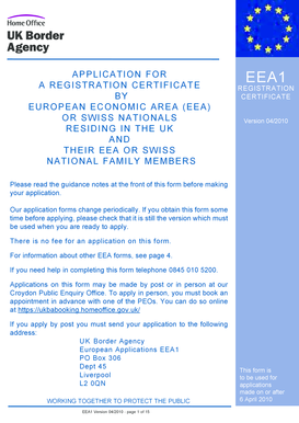 EEA1 Registration Certificate Application