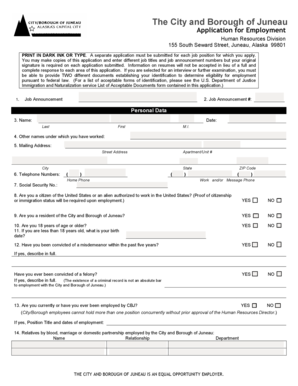 City and Borough of Juneau Application for Employment