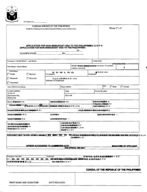 Philippines Non-Immigrant Visa Application Form 2-A