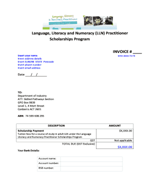 Hourly time sheet template - LLNP Scholarships Program Invoice Template - Department of ...