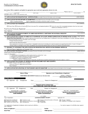 Philippines Overseas Voter Registration Form