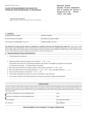 California Grandparent-Grandchild Reassessment Exclusion Form